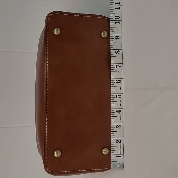 Patricia Nash Empoli Satchel with Crossbody Strap/ Brown Leather/ Metal Handles - Picture 6 of 16